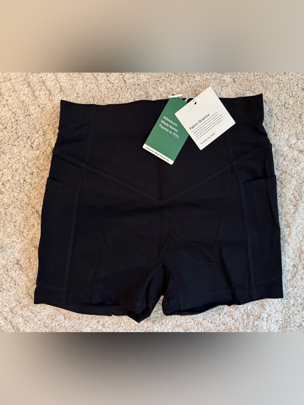Halara Black UltraSculpt high waist scrunch butt shorts w/ pockets. Size S. NWT. - Picture 3 of 8